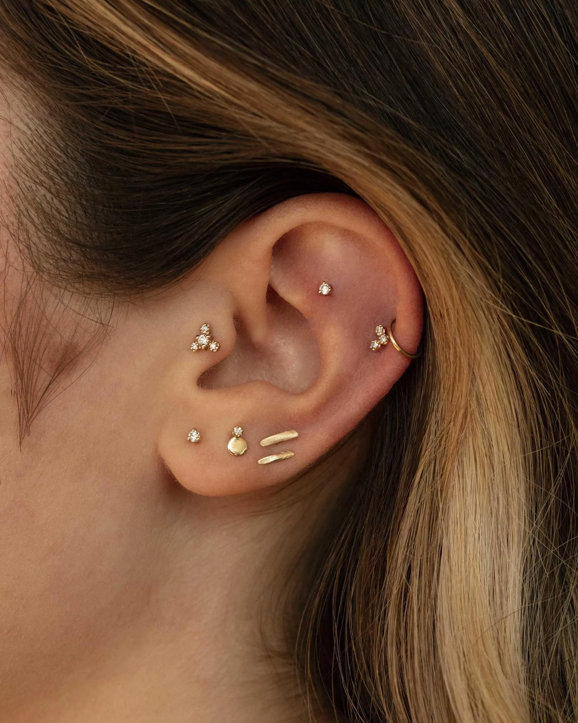 Small Diamond Disc Stud Flat Back Earring sold by WWAKE product image thumbnail 2