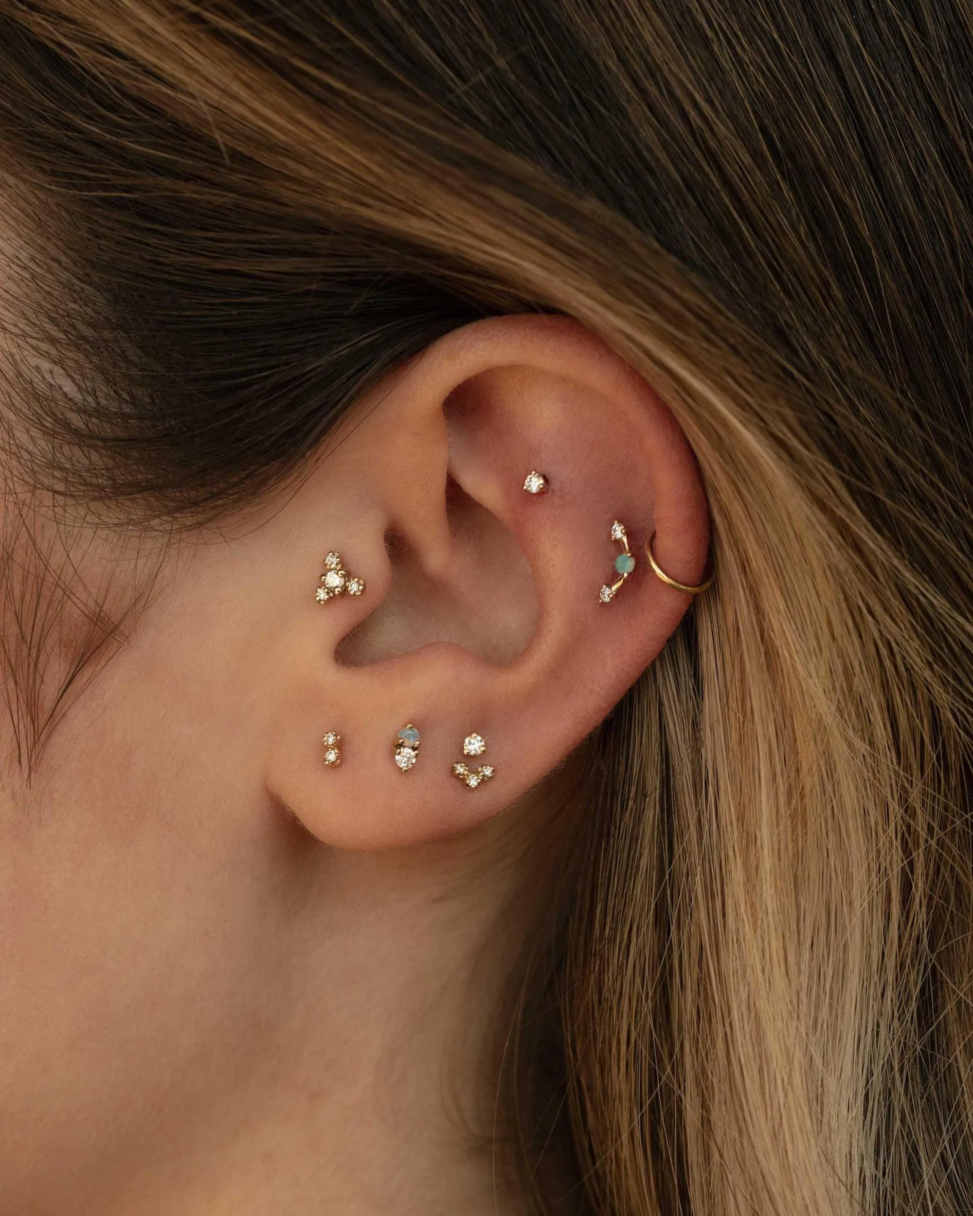Opal and Diamond Two-Step Flat Back Earring sold by WWAKE product image thumbnail 2