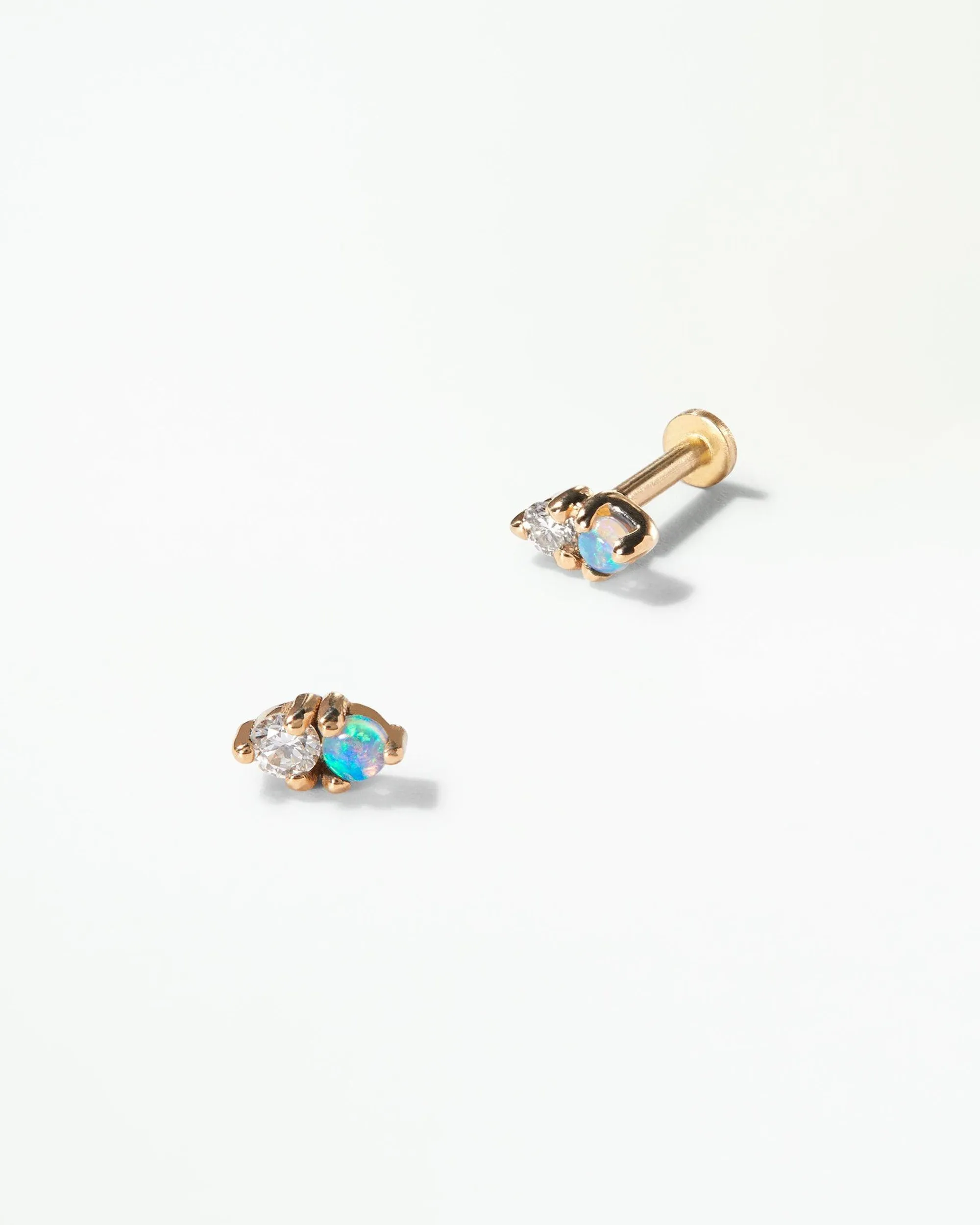 Opal and Diamond Two-Step Flat Back Earring sold by WWAKE