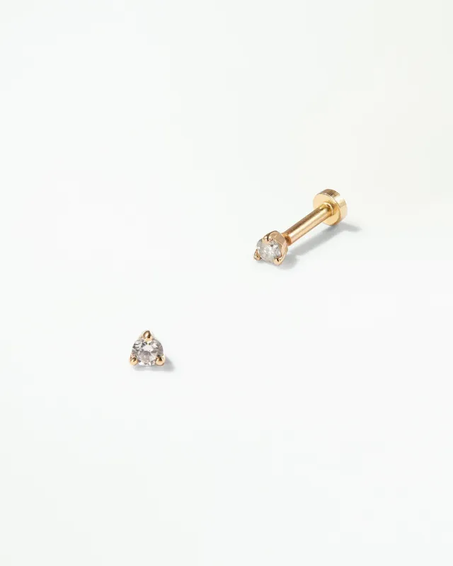 Small Brilliant Diamond Stud Flat Back Earring made by WWAKE