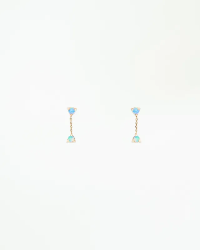 Small Opal Two-Step Chain Earring made by WWAKE