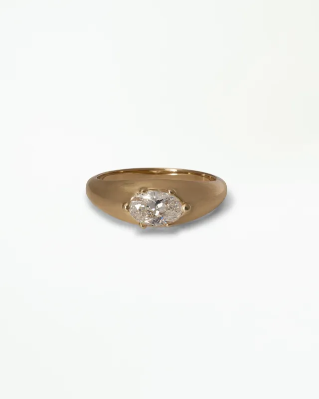 Oval Cut Diamond Beaded Signet Ring No. 3 made by WWAKE