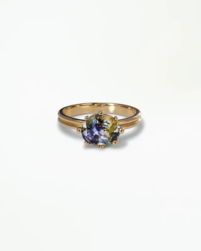 Oval Cut Sapphire Beaded Solitaire Ring No. 14 made by WWAKE