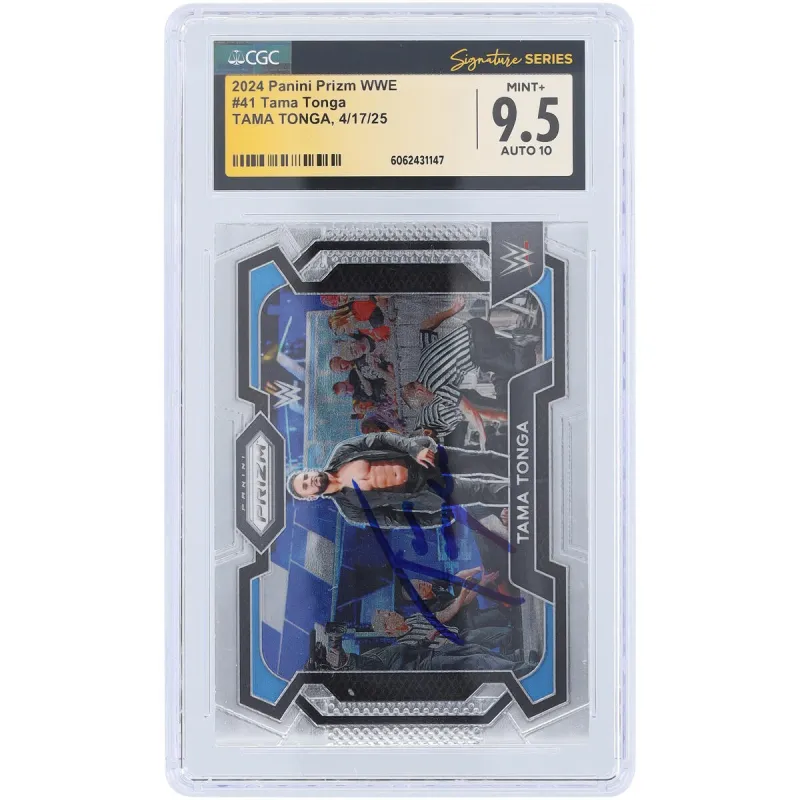 Tama Tonga WWE Autographed 2024 Panini Prizm #41 CGC Fanatics Witnessed Authenticated 9.5/10 Card sold by WWE