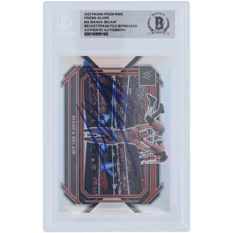 Bianca Belair WWE Autographed 2023 Panini Prizm Silver Prizm #28 Beckett Fanatics Witnessed Authenticated Card made by WWE