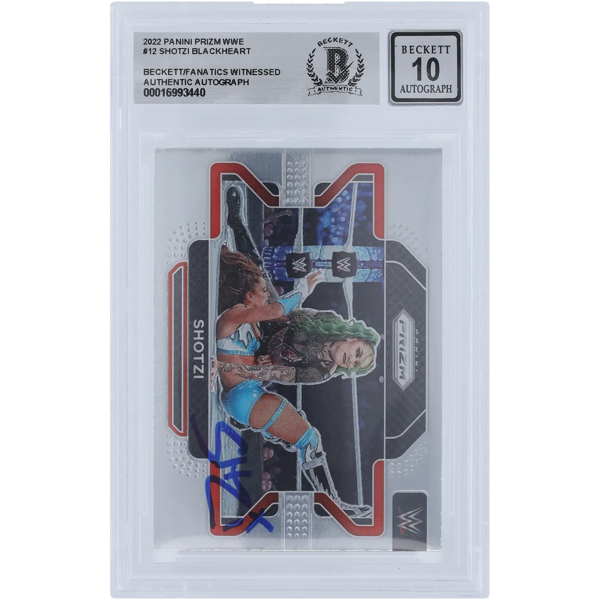 Shotzi WWE Autographed 2022 Panini Prizm #12 Beckett Fanatics Witnessed Authenticated 10 Card sold by WWE