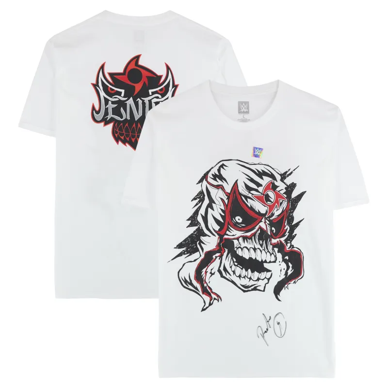 Penta WWE Autographed White Penta Mask T-Shirt sold by WWE