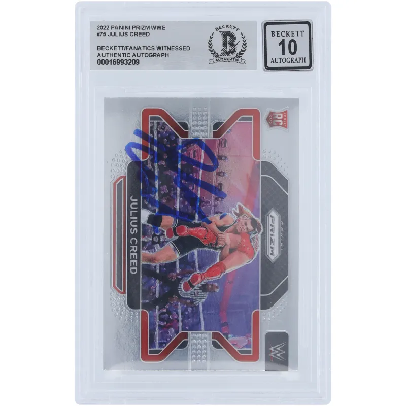 Julius Creed WWE Autographed 2022 Panini Prizm #75 Beckett Fanatics Witnessed Authenticated 10 Rookie Card sold by WWE