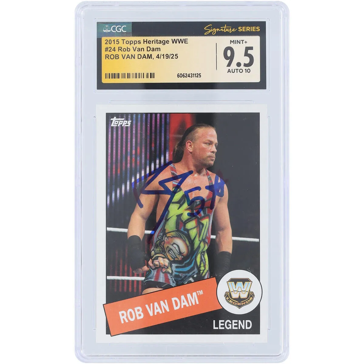 Rob Van Dam WWE Autographed 2015 Topps Heritage #24 CGC Fanatics Witnessed Authenticated 9.5/10 Card sold by WWE