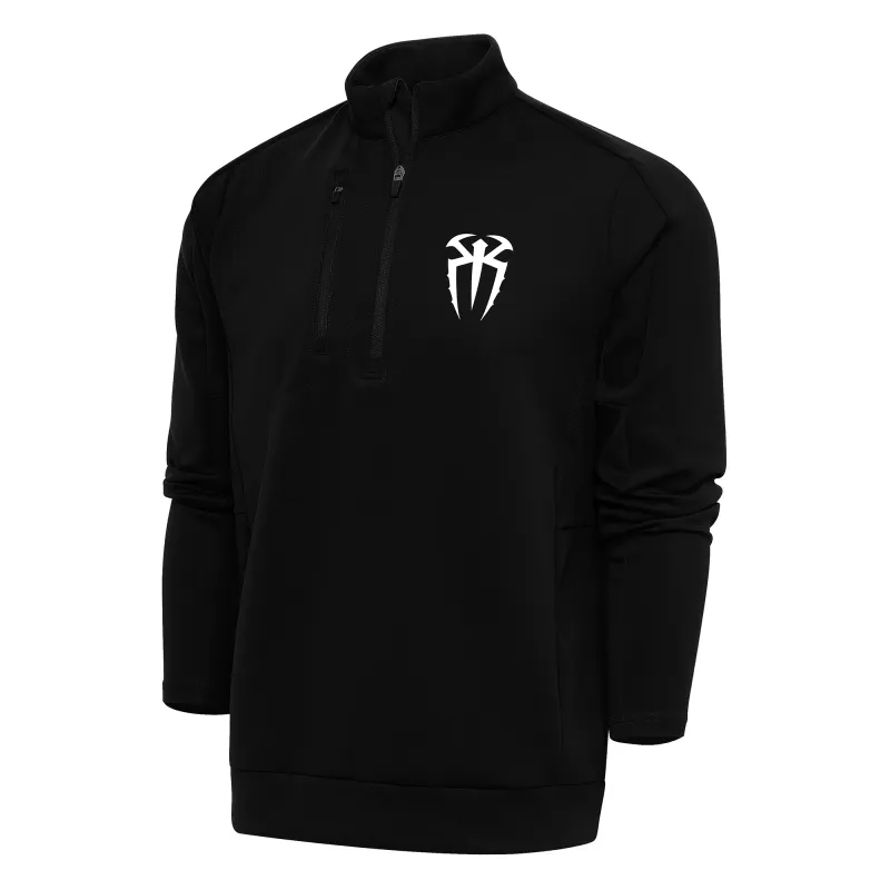 Men's Antigua Black Roman Reigns Generation Quarter-Zip Pullover Top sold by WWE