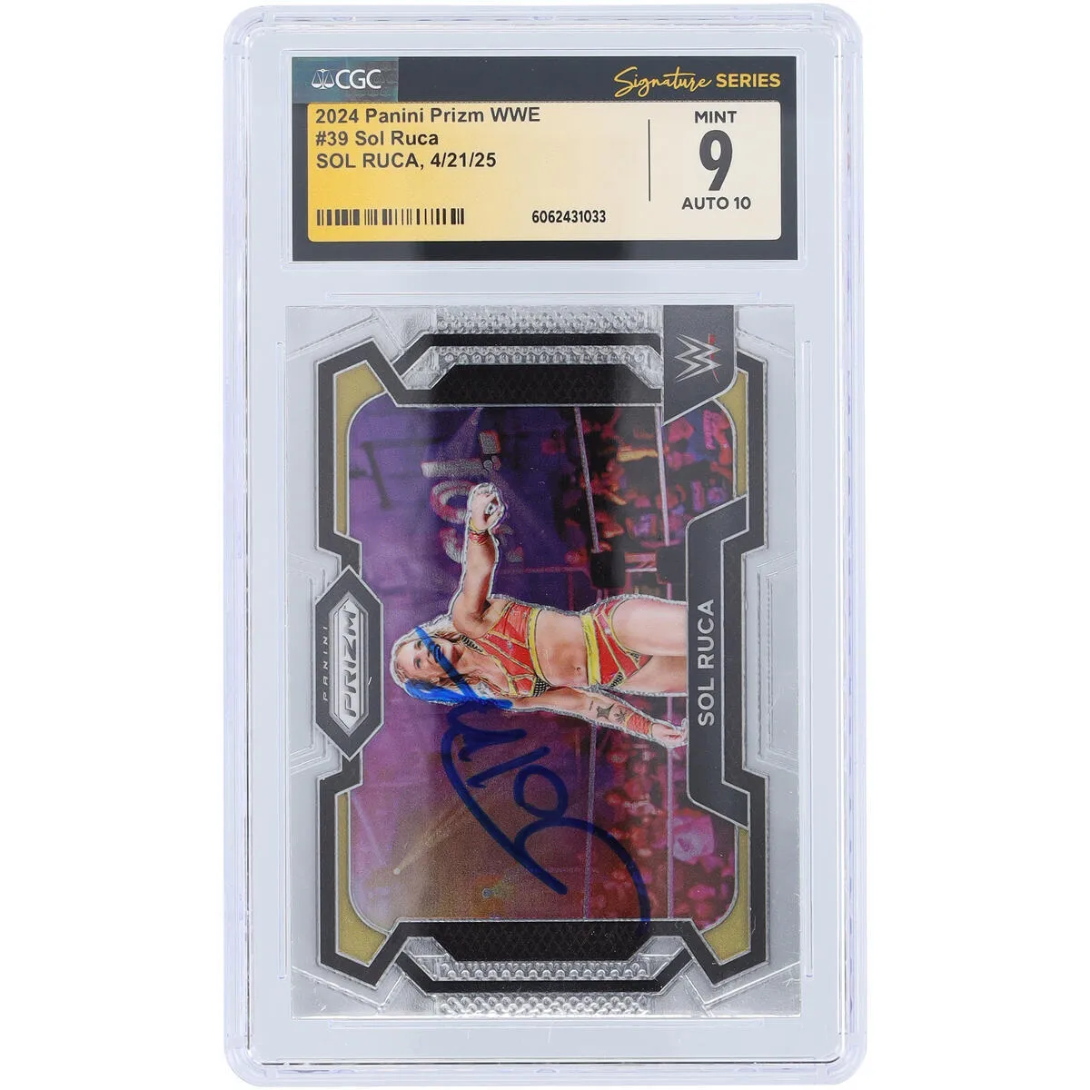 Sol Ruca WWE Autographed 2024 Panini Prizm #39 CGC Fanatics Witnessed Authenticated 9/10 Card sold by WWE