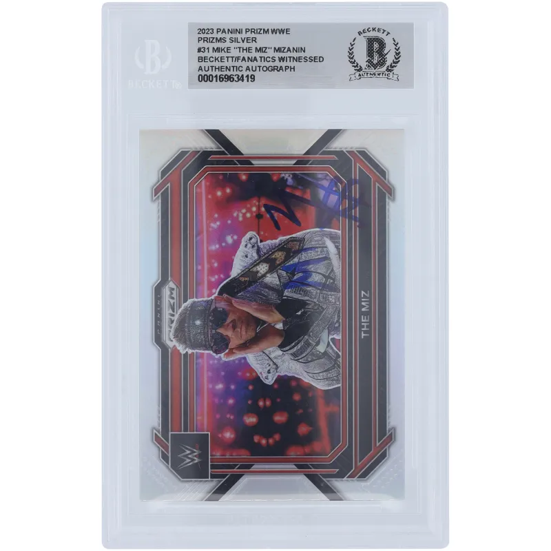 The Miz WWE Autographed 2023 Panini Prizm Silver Prizm #31 Beckett Fanatics Witnessed Authenticated Card sold by WWE