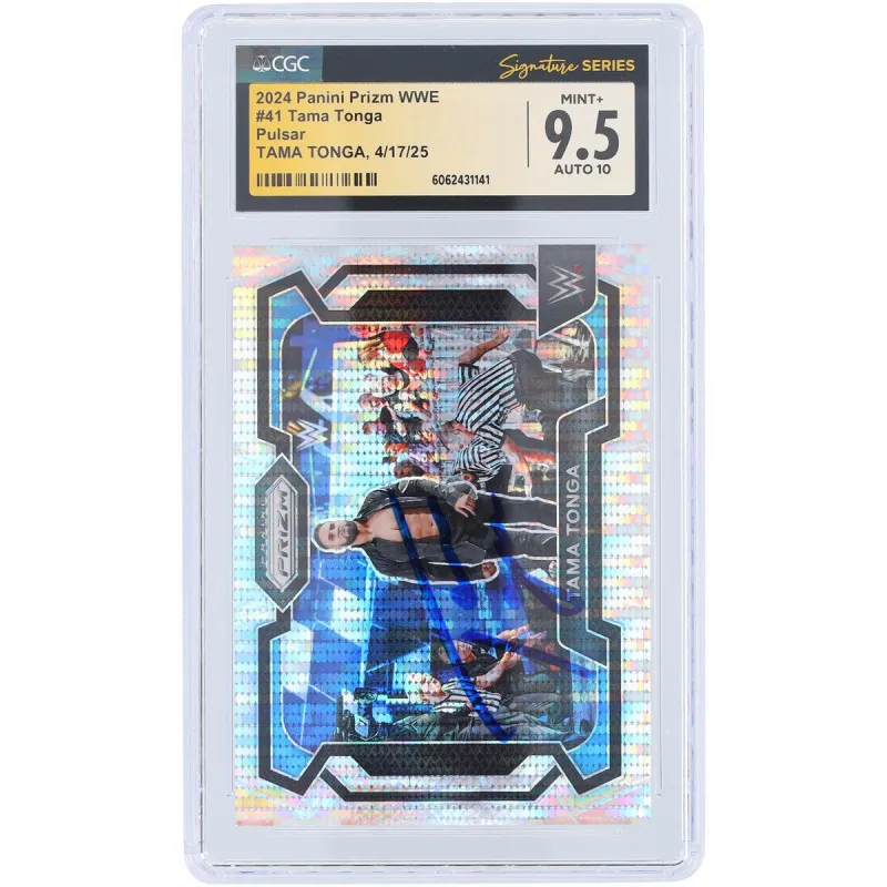 Tama Tonga WWE Autographed 2024 Panini Prizm Pulsar Prizm #41 #/499 CGC Fanatics Witnessed Authenticated 9.5/10 Card sold by WWE
