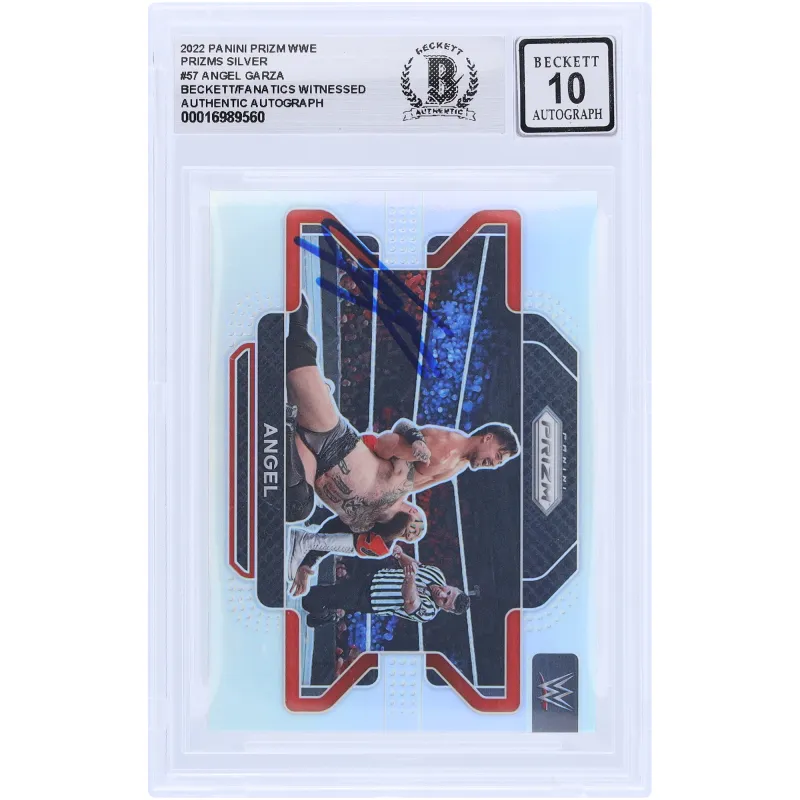 Angel Garza WWE Autographed 2022 Panini Prizm Silver Prizm #57 Beckett Fanatics Witnessed Authenticated 10 Card sold by WWE