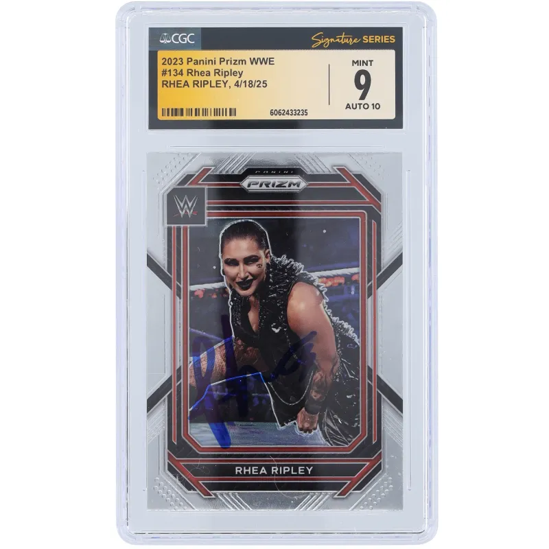 Rhea Ripley WWE Autographed 2023 Panini Prizm #134 CGC Fanatics Witnessed Authenticated 9/10 Card sold by WWE