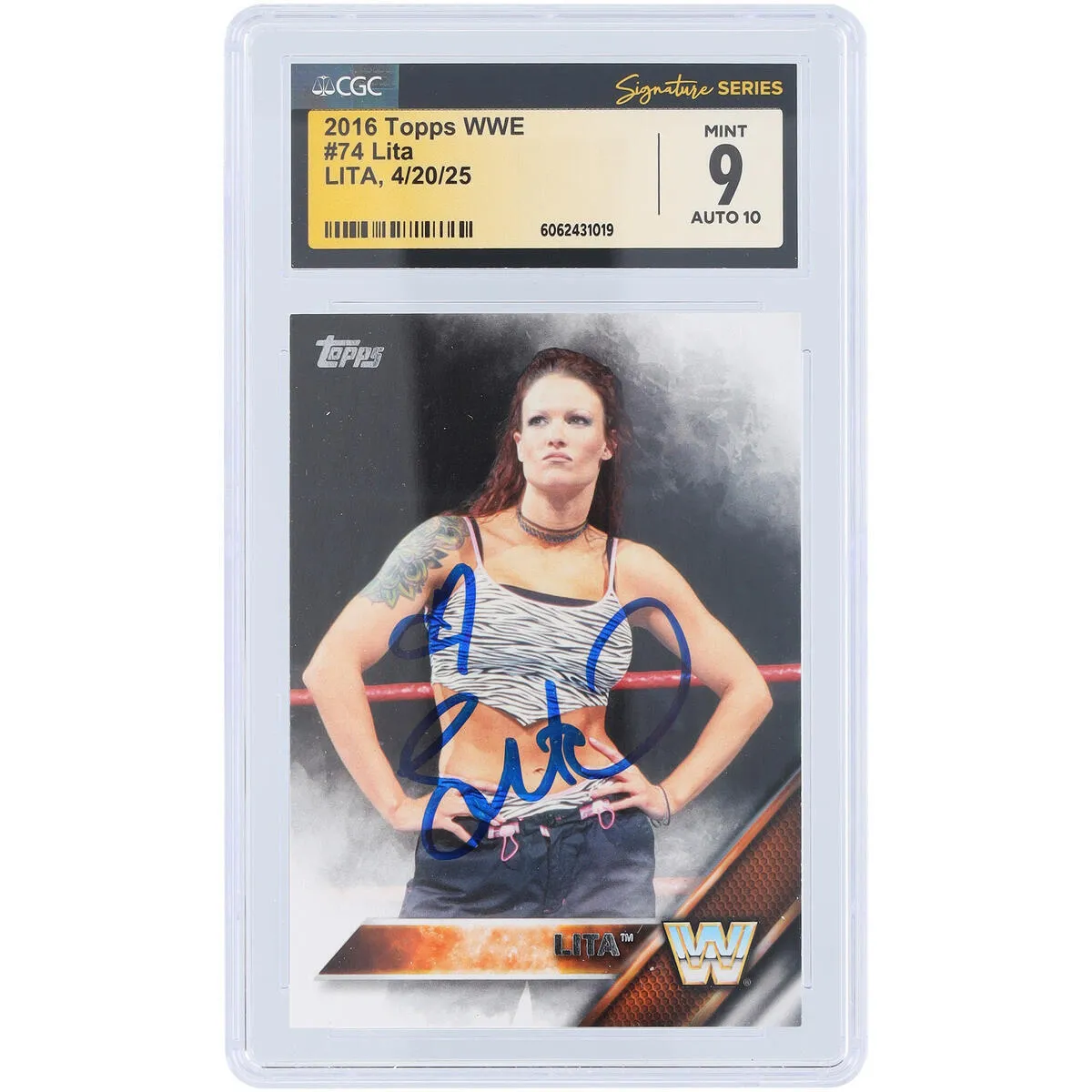 Lita WWE Autographed 2016 Topps Bronze #74 CGC Fanatics Witnessed Authenticated 9/10 Card sold by WWE