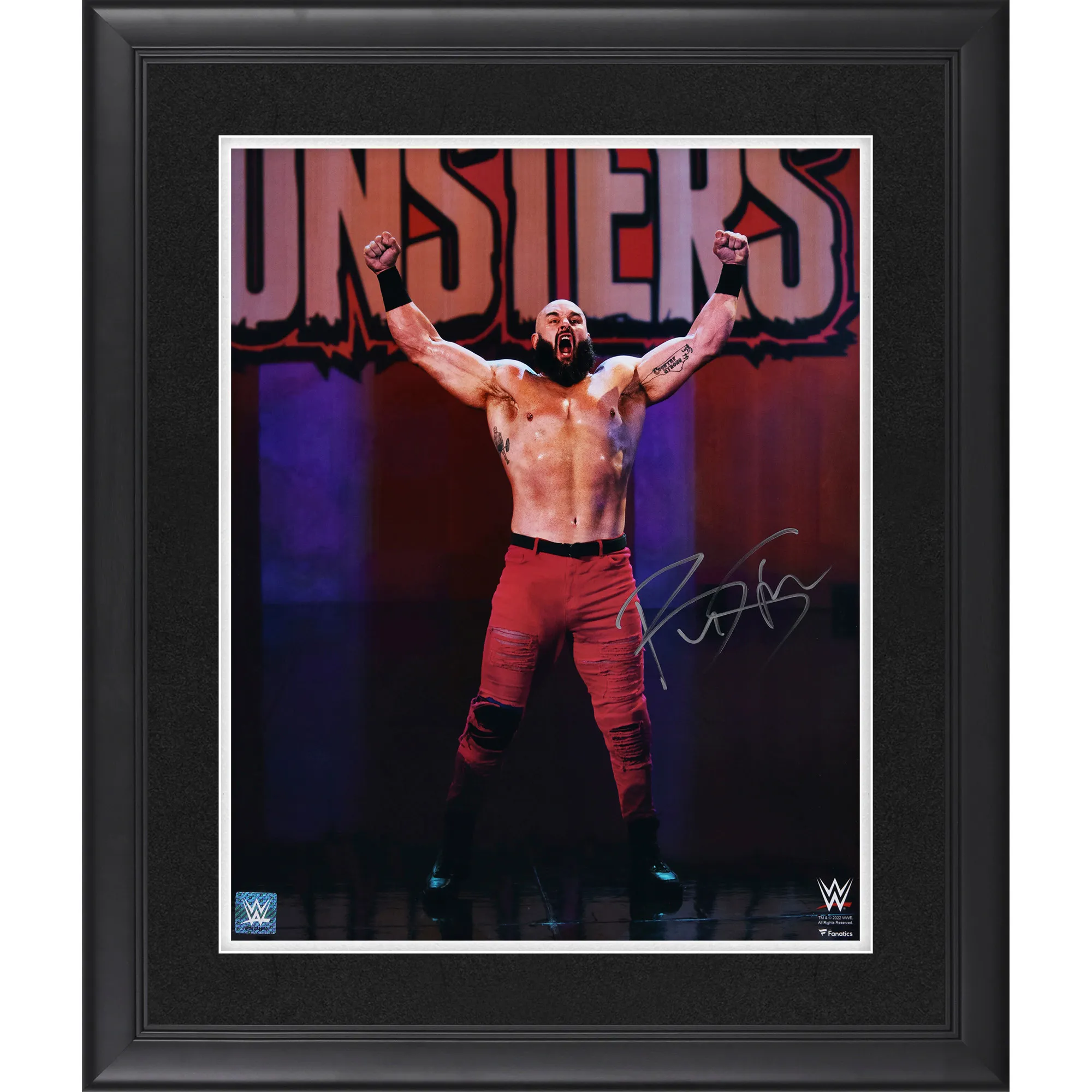 Braun Strowman WWE Autographed Framed 16" x 20" Entrance Raising Arms Photograph sold by WWE