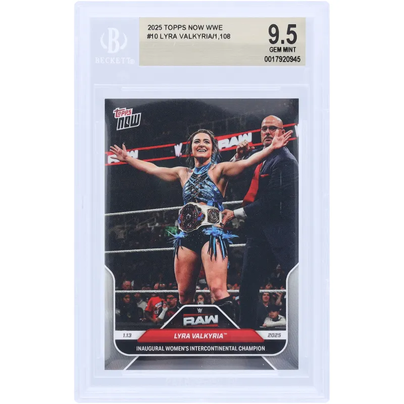 Lyra Valkyria WWE 2025 Topps Now Inaugural Women's Intercontinental Champion 01.13.25 #10 BGS Authenticated 9.5 Card made by WWE