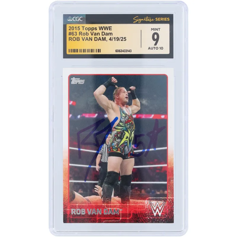 Rob Van Dam WWE Autographed 2015 Topps #63 CGC Fanatics Witnessed Authenticated 9/10 Card sold by WWE