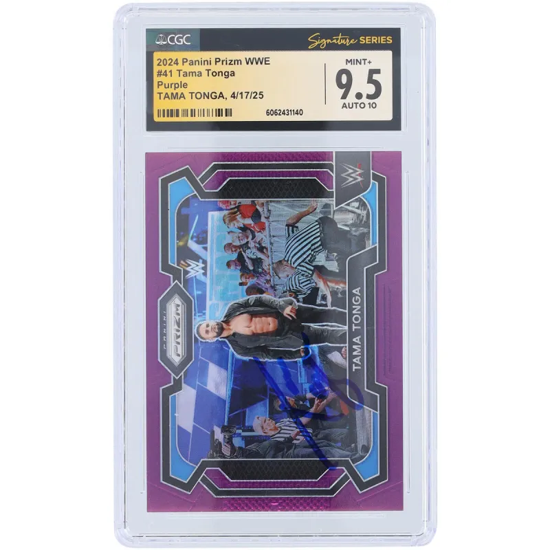 Tama Tonga WWE Autographed 2024 Panini Prizm Purple Prizm #41 #/149 CGC Fanatics Witnessed Authenticated 9.5/10 Card sold by WWE