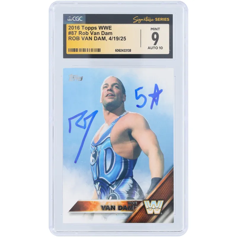 Rob Van Dam WWE Autographed 2016 Topps #87 CGC Fanatics Witnessed Authenticated 9/10 Card sold by WWE
