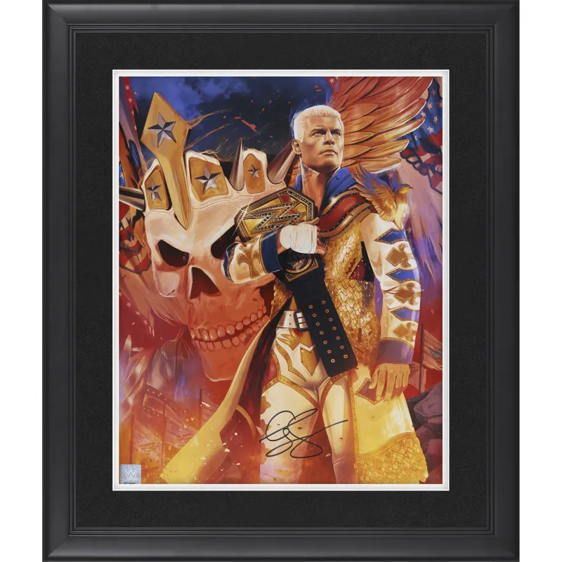 Cody Rhodes WWE Autographed Framed 16" x 20" WrestleMania Jonathan Bartlett Art Print sold by WWE