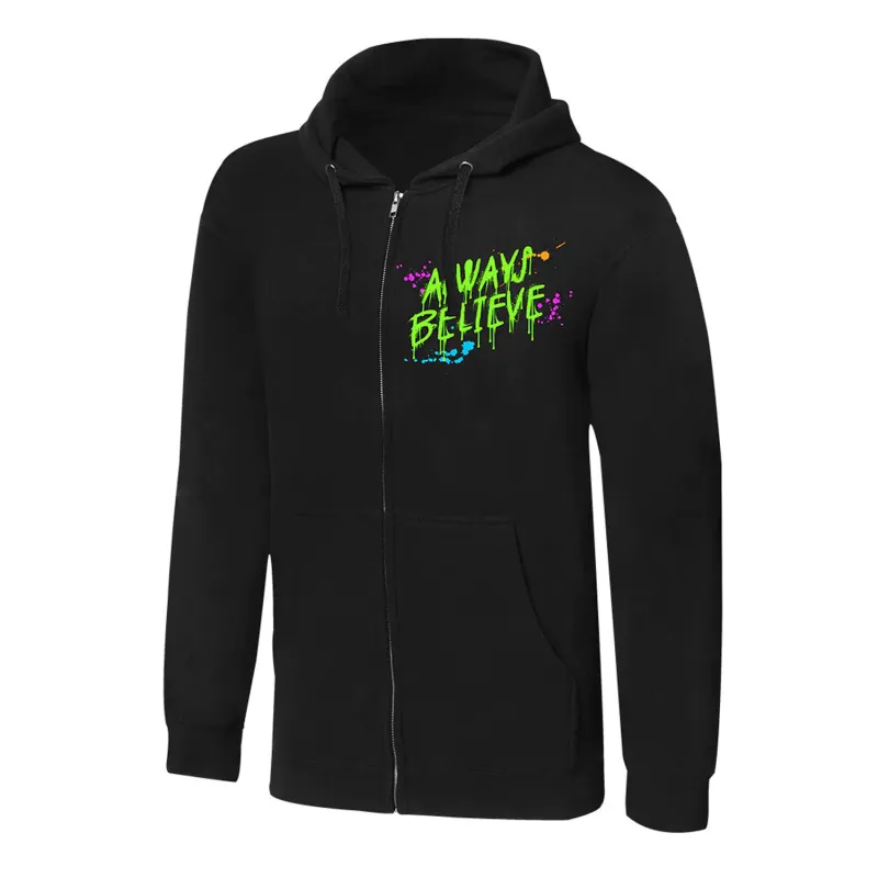 Men's Black The Ultimate Warrior Always Believe Full-Zip Hoodie sold by WWE