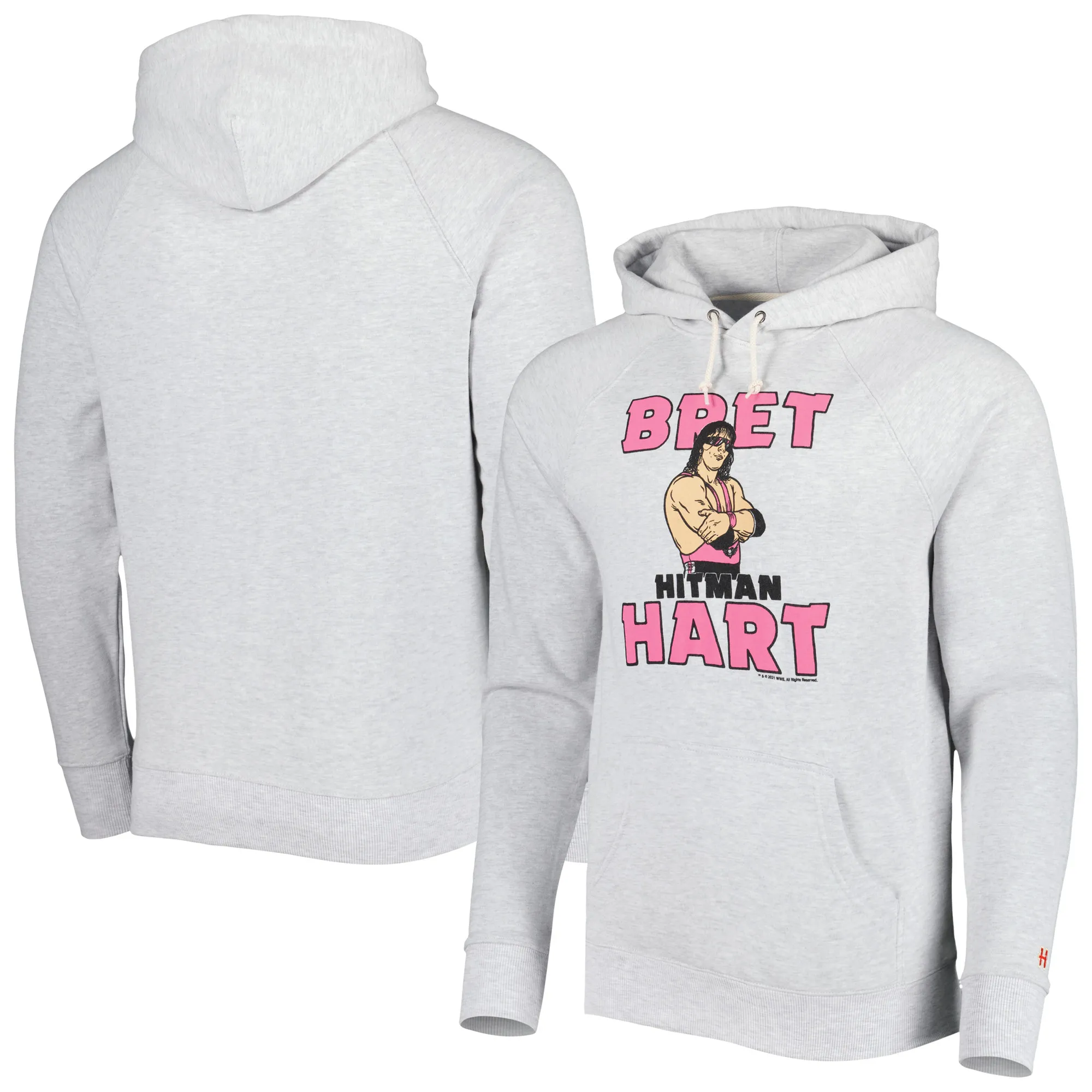 Men's Homage Gray Bret Hart Hitman Raglan Tri-Blend Pullover Hoodie sold by WWE
