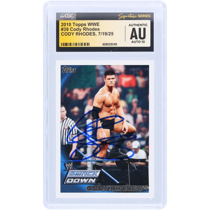 Cody Rhodes WWE Autographed 2010 Topps #39 CGC Fanatics Witnessed Authenticated Auto 10 Card sold by WWE