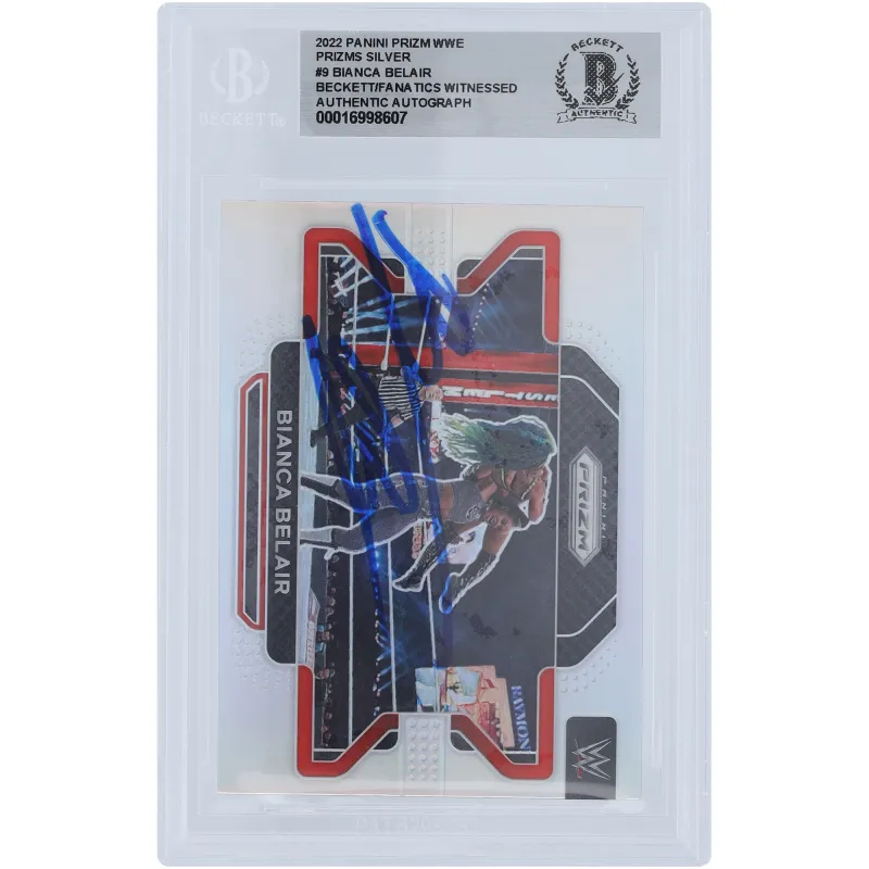 Bianca Belair WWE Autographed 2022 Panini Prizm Silver Prizm #9 Beckett Fanatics Witnessed Authenticated Card made by WWE