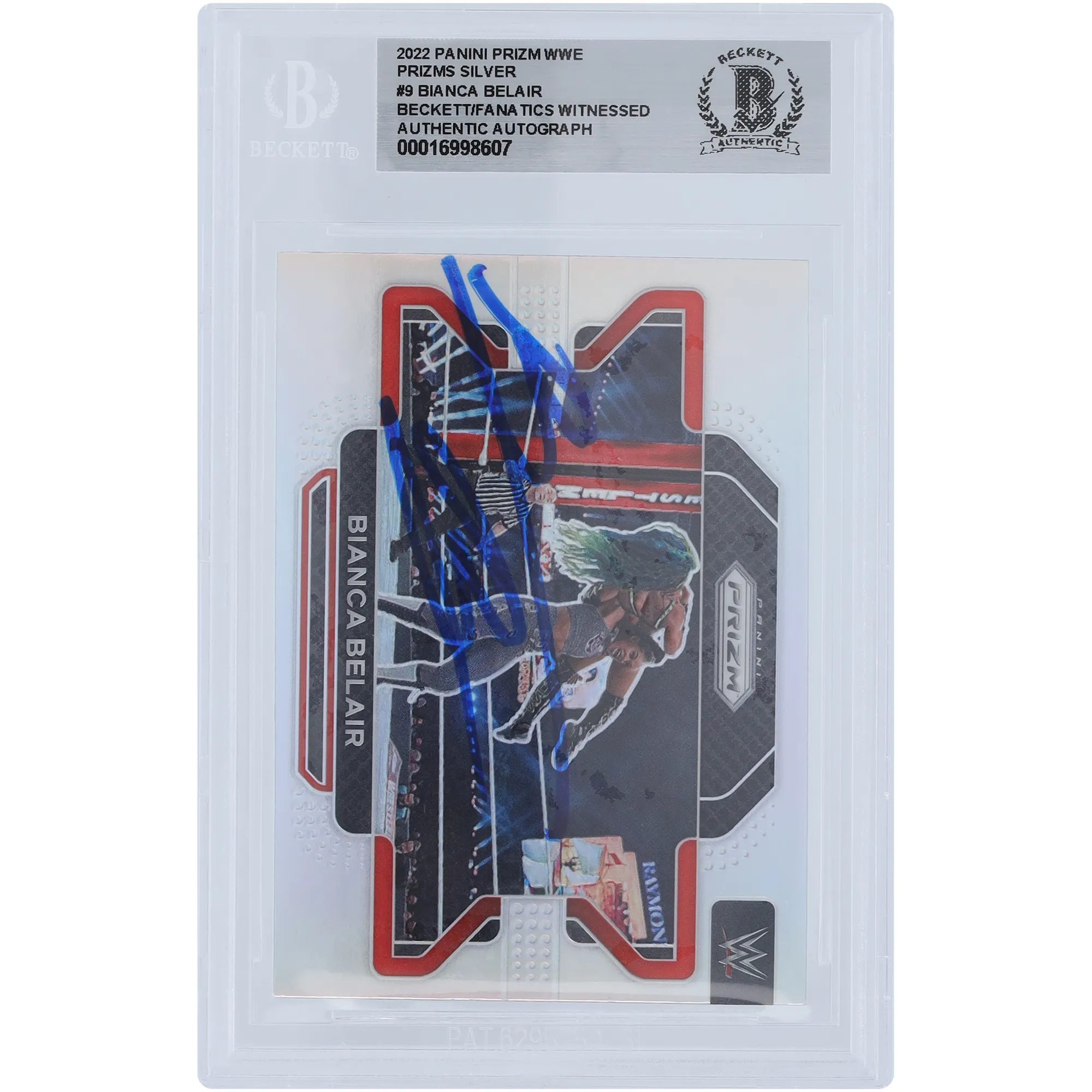 Bianca Belair WWE Autographed 2022 Panini Prizm Silver Prizm #9 Beckett Fanatics Witnessed Authenticated Card sold by WWE
