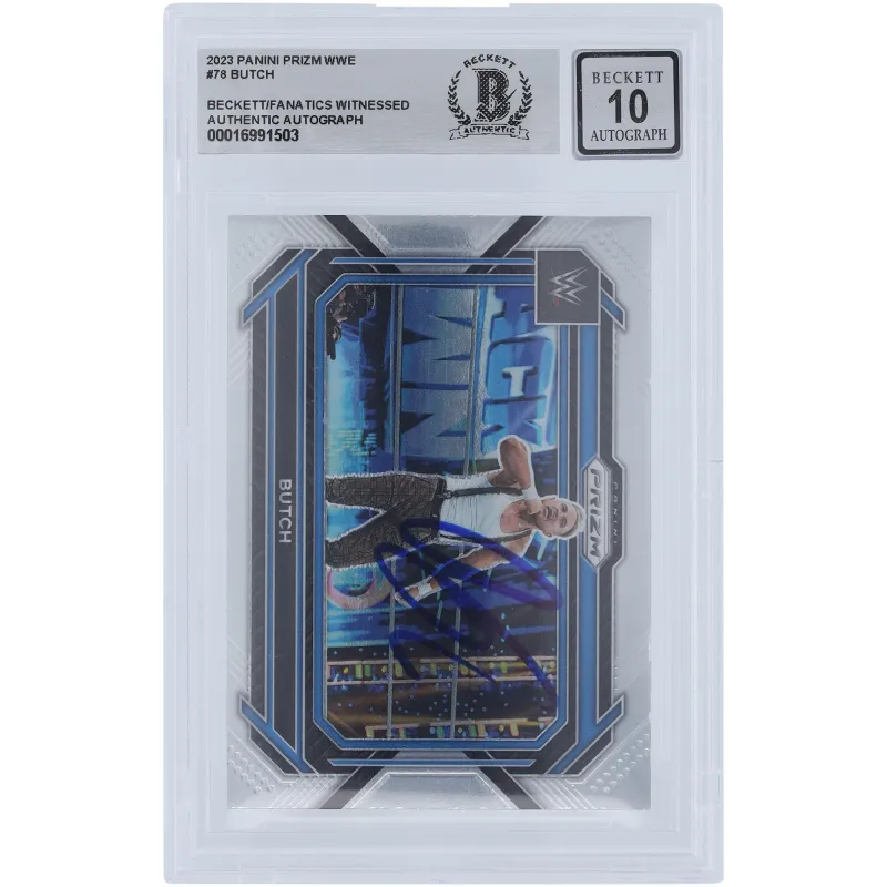 Butch WWE Autographed 2023 Panini Prizm #78 Beckett Fanatics Witnessed Authenticated 10 Card sold by WWE