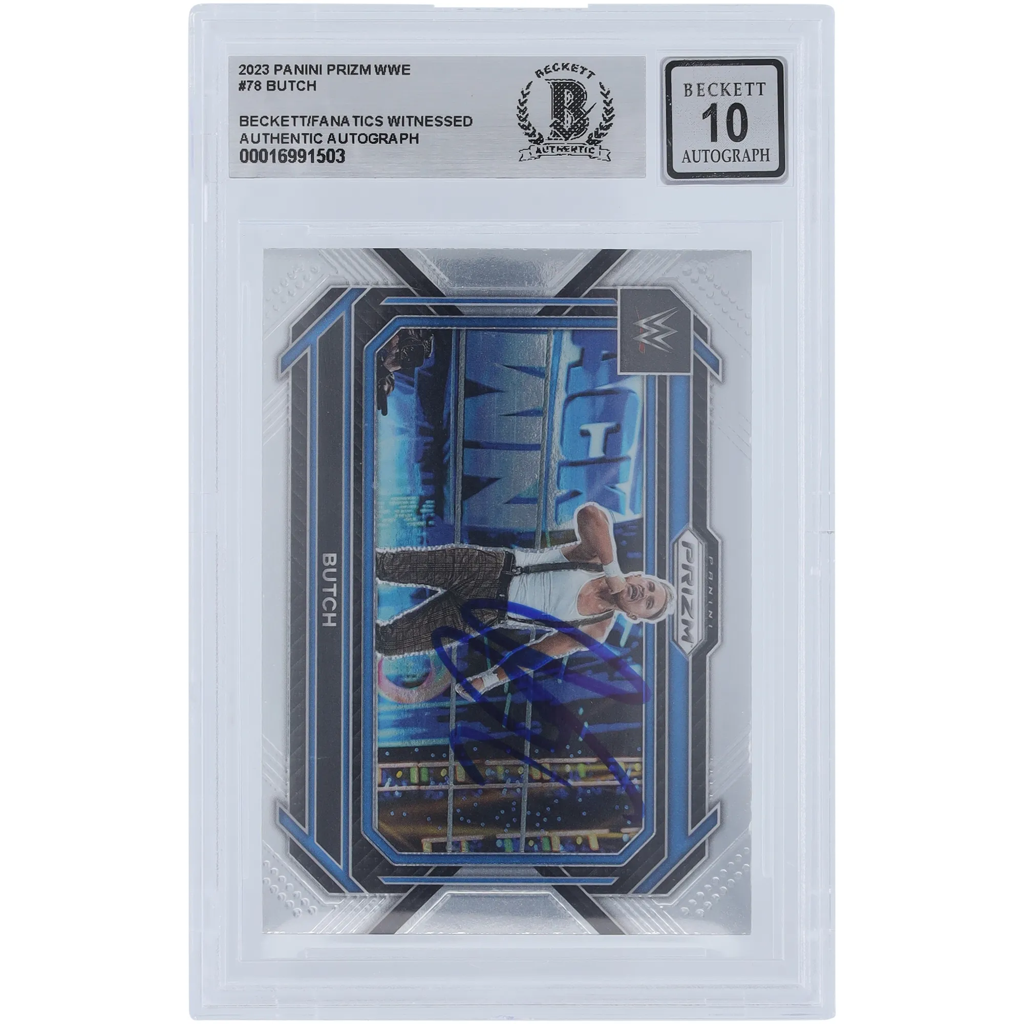 Butch WWE Autographed 2023 Panini Prizm #78 Beckett Fanatics Witnessed Authenticated 10 Card sold by WWE