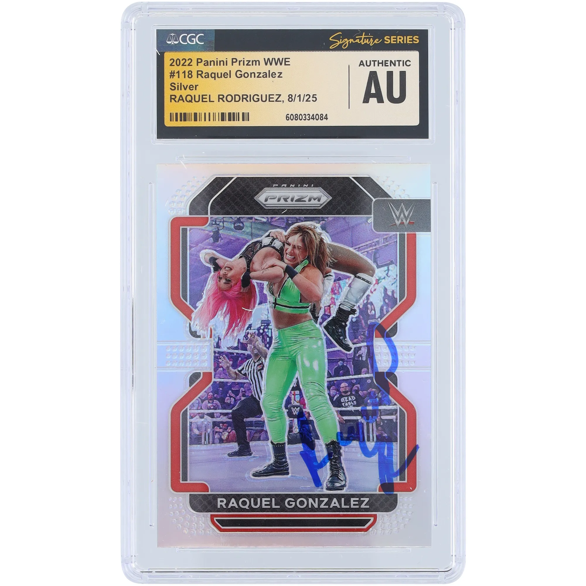 Raquel Rodriguez WWE Autographed 2022 Panini Prizm Silver Prizm #118 CGC Fanatics Witnessed Authenticated Card sold by WWE