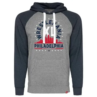Men's Sportiqe Navy/Gray Wrestlemania 40 Philadelphia Colorblock Tri-Blend Pullover Hoodie sold by WWE product image thumbnail 2