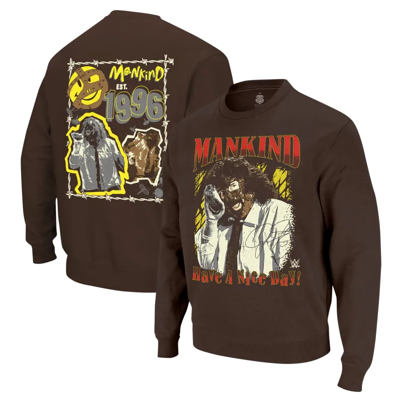 Men's Ripple Junction Brown Mick Foley Graphic Fleece Pullover Sweatshirt made by Ripple Junction