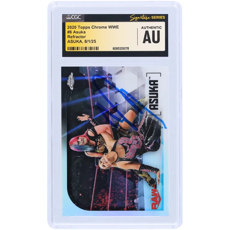 Asuka WWE Autographed 2020 Topps Chrome Refractor #6 CGC Fanatics Witnessed Authenticated Card sold by WWE