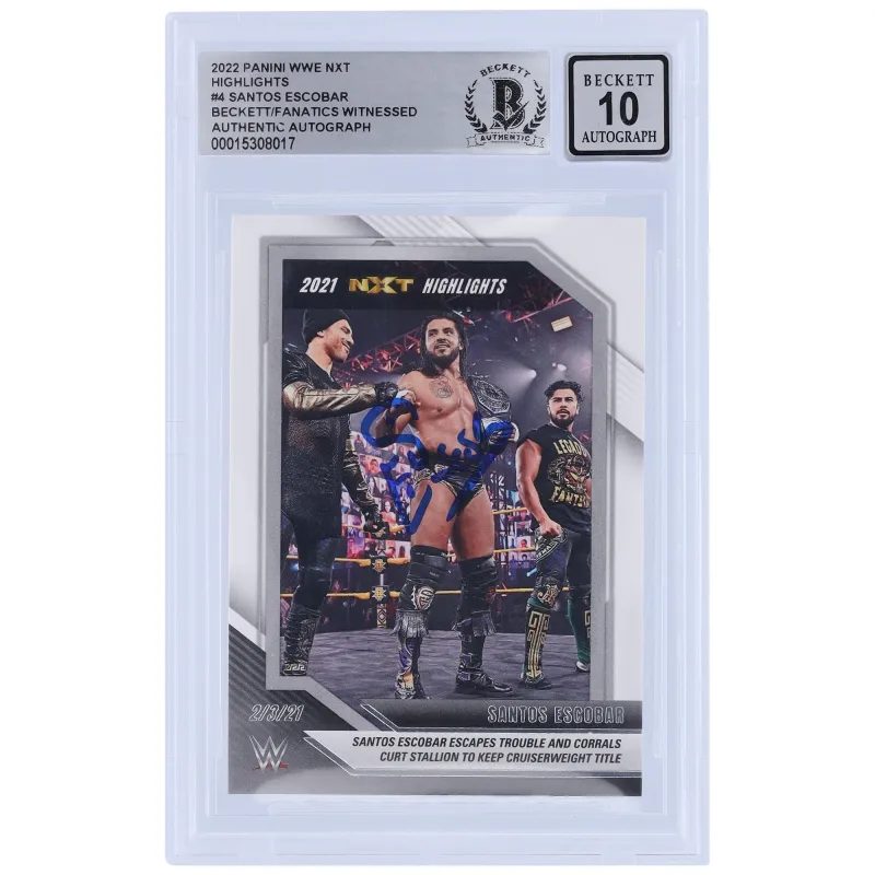 Santos Escobar WWE Autographed 2022 Panini NXT Highlights #1 Beckett Fanatics Witnessed Authenticated 10 Card sold by WWE
