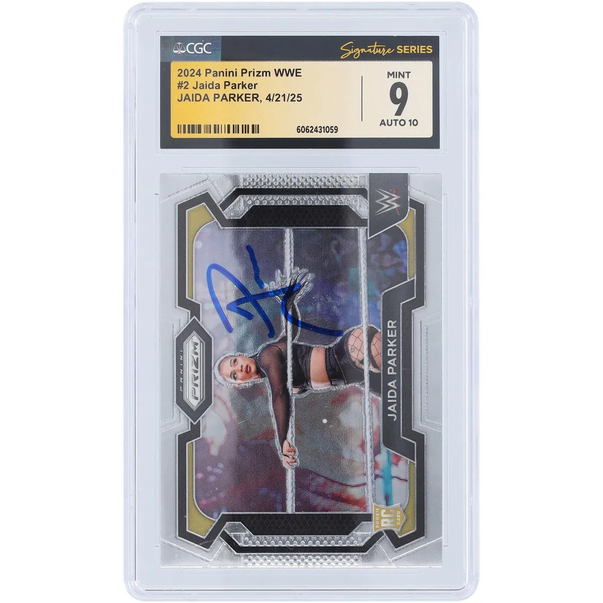 Jaida Parker WWE Autographed 2024 Panini Prizm #2 CGC Fanatics Witnessed Authenticated 9/10 Card sold by WWE