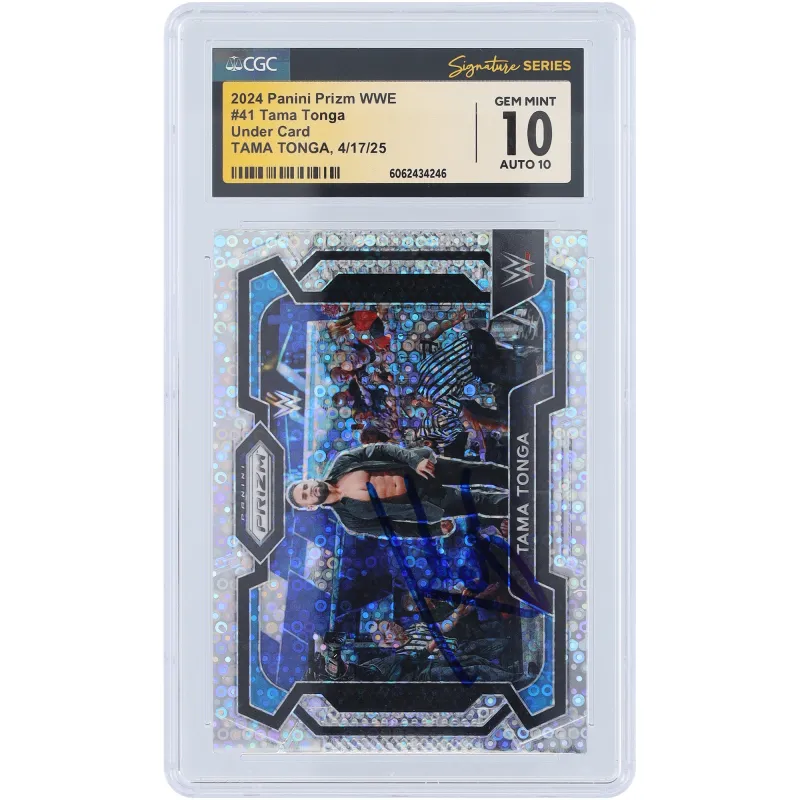 Tama Tonga WWE Autographed 2024 Panini Prizm Under Card #41 CGC Fanatics Witnessed Authenticated 10/10 Card sold by WWE