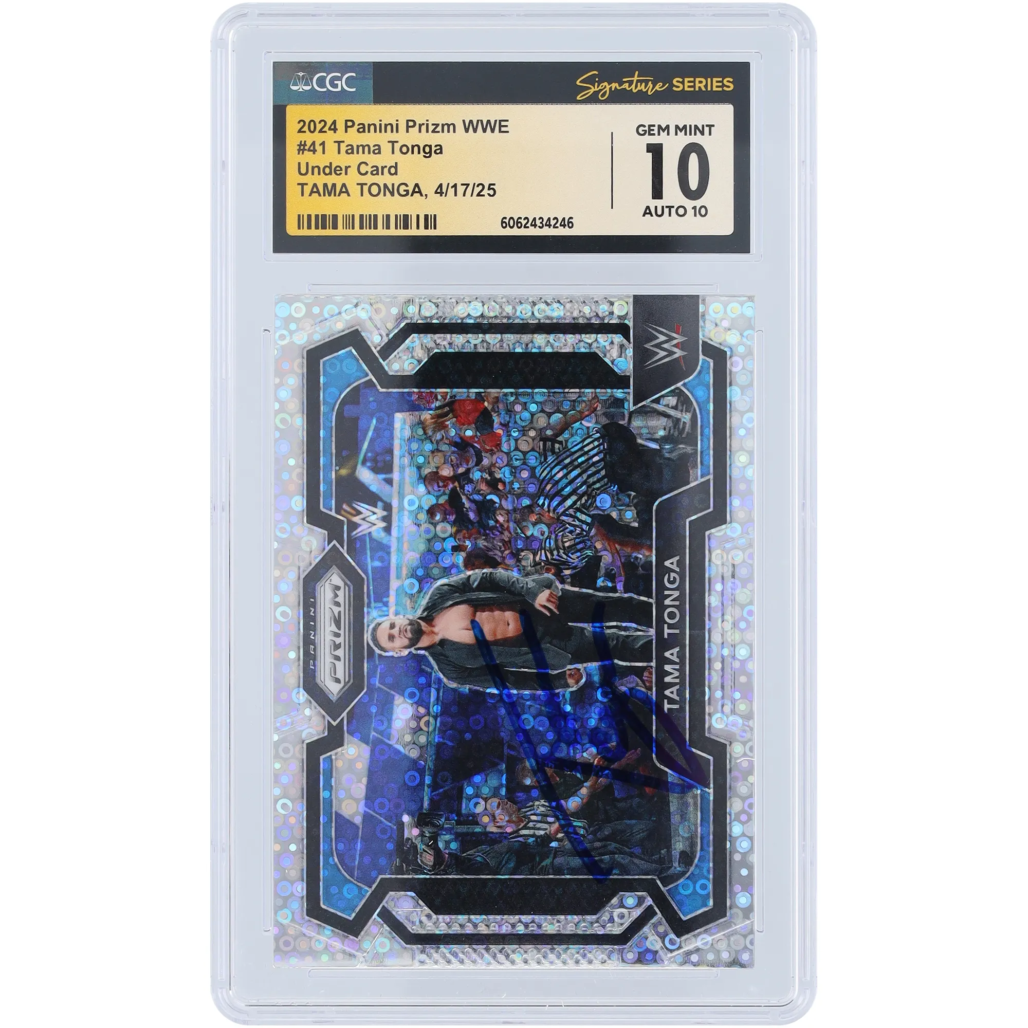 Tama Tonga WWE Autographed 2024 Panini Prizm Under Card #41 CGC Fanatics Witnessed Authenticated 10/10 Card sold by WWE