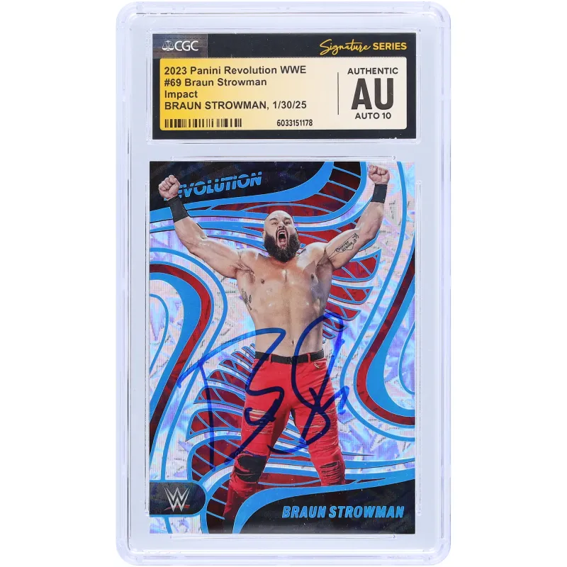 Braun Strowman WWE Autographed 2023 Panini Revolution Impact #69 #/199 CGC Authenticated Auto 10 Card sold by WWE
