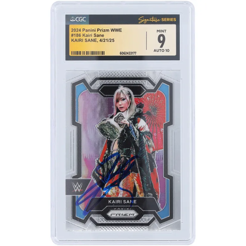 Kairi Sane WWE Autographed 2024 Panini Prizm #186 CGC Fanatics Witnessed Authenticated 9/10 Card made by WWE