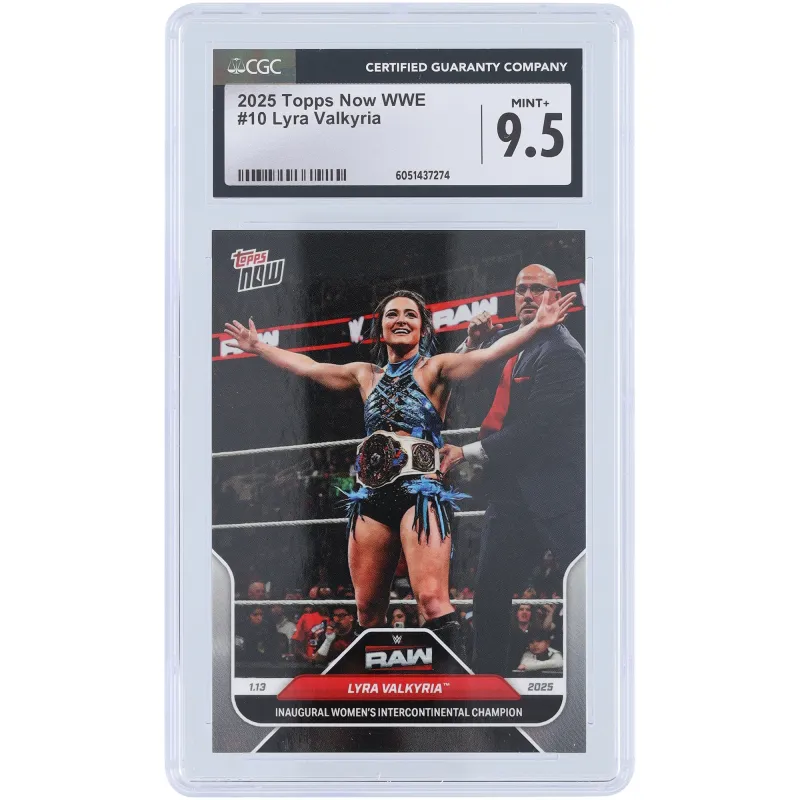 Lyra Valkyria WWE 2025 Topps Now Inaugural Women's Intercontinental Champion #10 CGC Authenticated 9.5 Card made by WWE