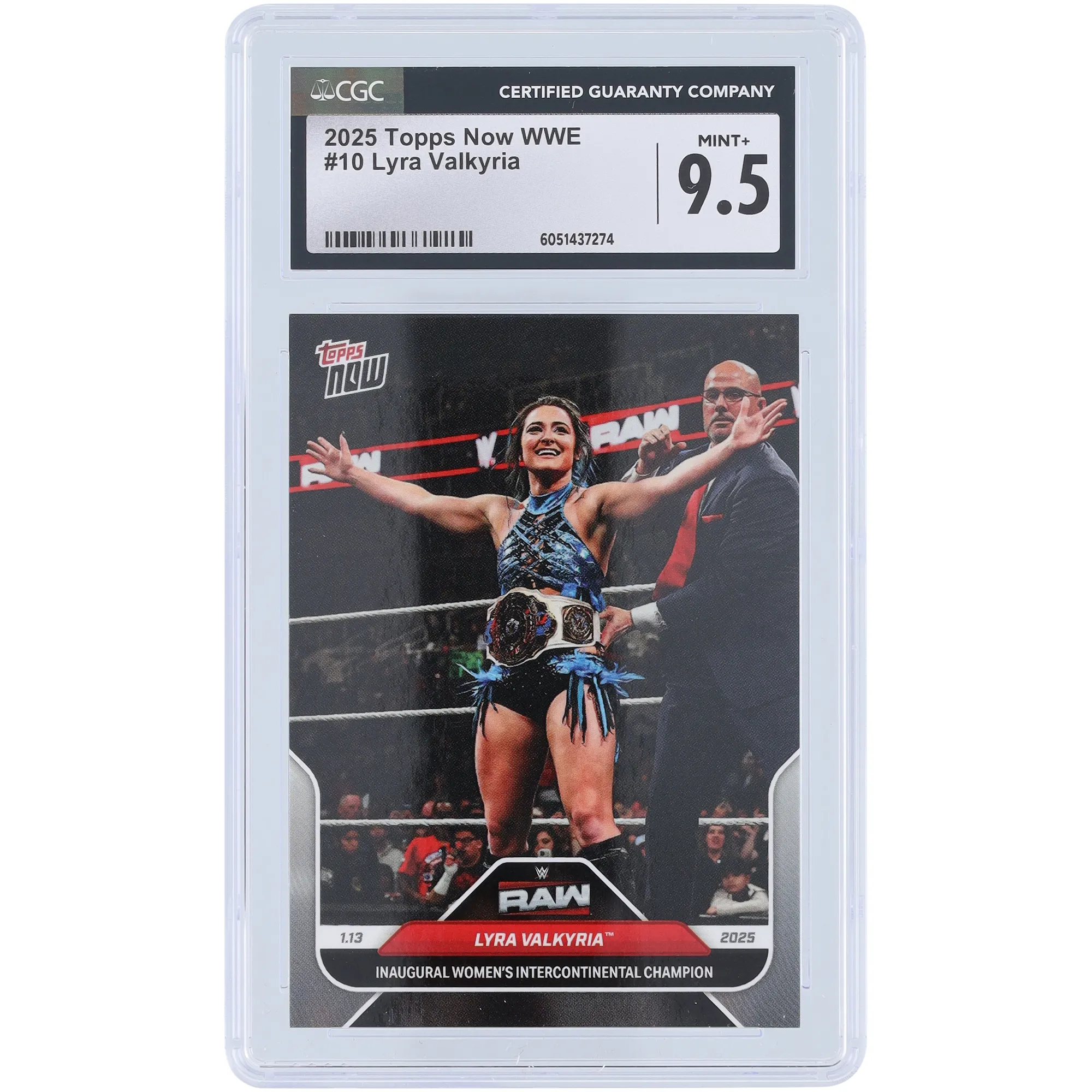 Lyra Valkyria WWE 2025 Topps Now Inaugural Women's Intercontinental Champion #10 CGC Authenticated 9.5 Card sold by WWE