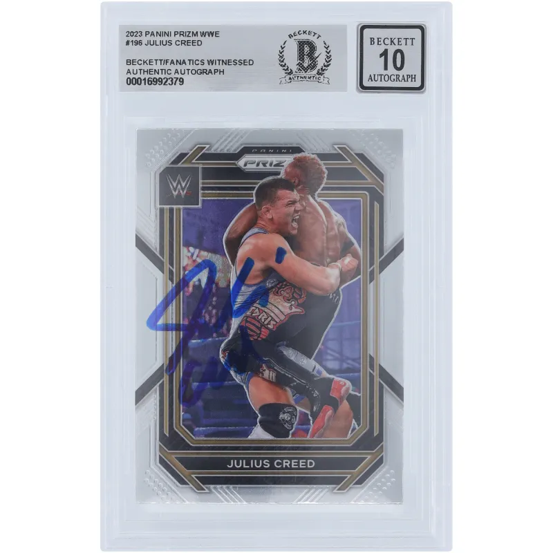 Julius Creed WWE Autographed 2023 Panini Prizm #196 Beckett Fanatics Witnessed Authenticated 10 Card sold by WWE
