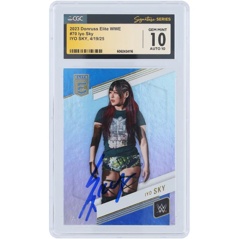 IYO SKY WWE Autographed 2023 Panini Donruss Elite #70 CGC Fanatics Witnessed Authenticated 10/10 Card sold by WWE
