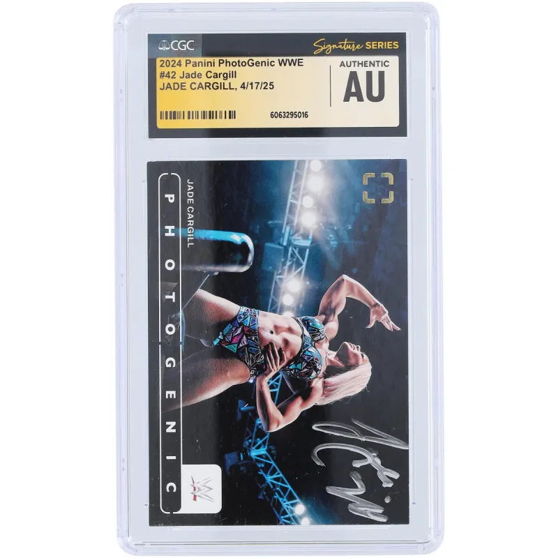 Jade Cargill WWE Autographed 2024 Panini Photogenic Silver Ink #42 CGC Fanatics Witnessed Authenticated Card sold by WWE