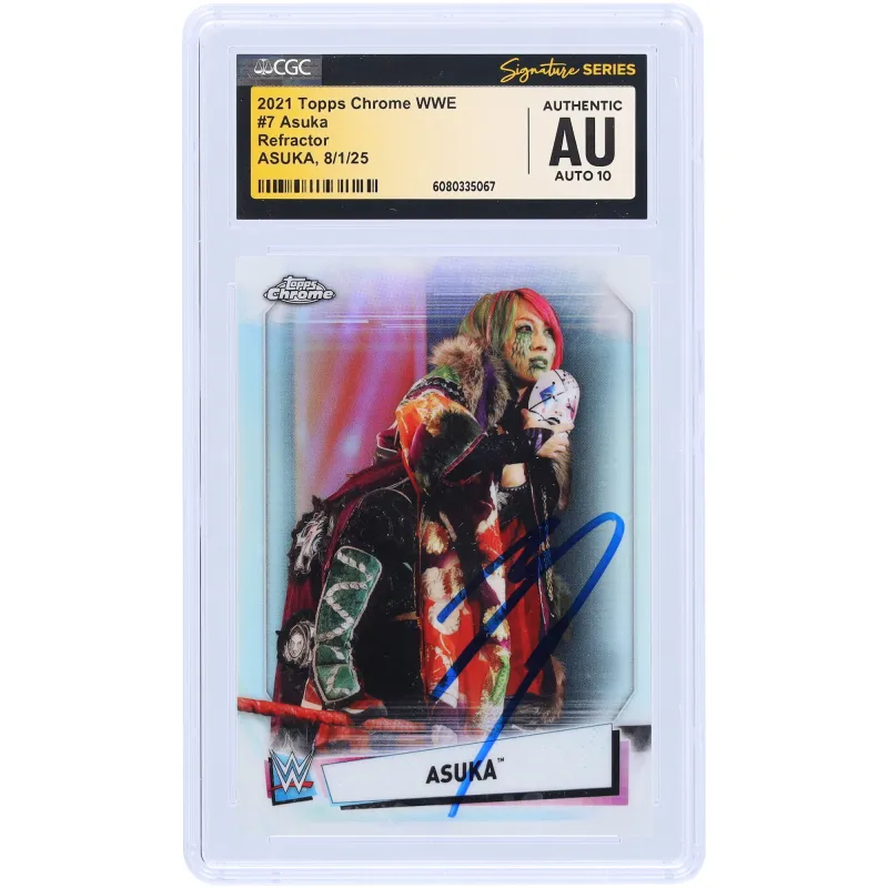 Asuka WWE Autographed 2021 Topps Chrome Refractor #7 CGC Fanatics Witnessed Authenticated Auto 10 Card sold by WWE