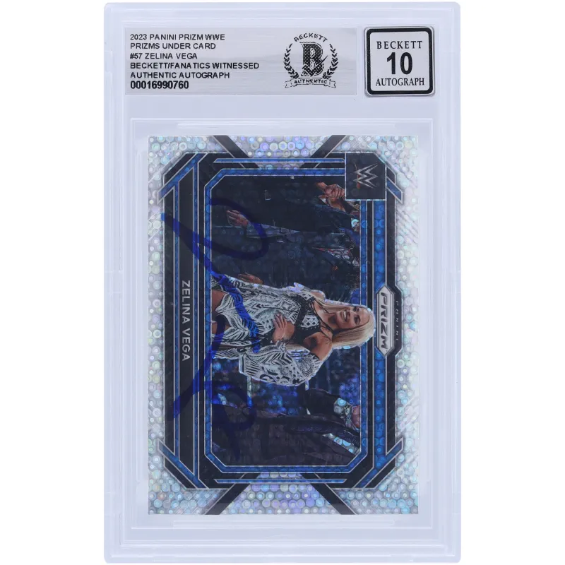 Zelina Vega WWE Autographed 2023 Panini Prizm Under Card Prizm #57 Beckett Fanatics Witnessed Authenticated 10 Card made by WWE